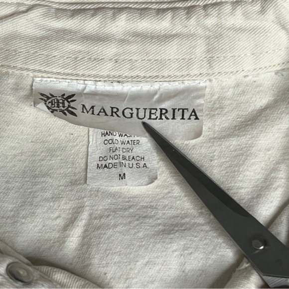 Marguerita Oversized Hand Painted Off White Denim Shacket Top Size M‎ - Picture 13 of 15